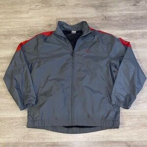 Vintage Nike Full Zip Gray Red Windbreaker Gray Tag Mesh Lined Mens Large